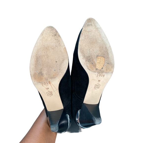 Joie Baler Black Suede Pointed Toe Western Kitten Heel Ankle Boots Size 6 1/2 - Picture 9 of 11